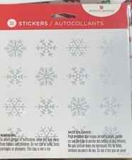 Christmas Stickers, 32 Stickers, 2 Sheets Silver Metallic Snowflakes
