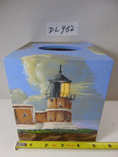 Hand Painted Panoramic Visione Wood Tissue cover Tim Brennan Eagles Lighthouse