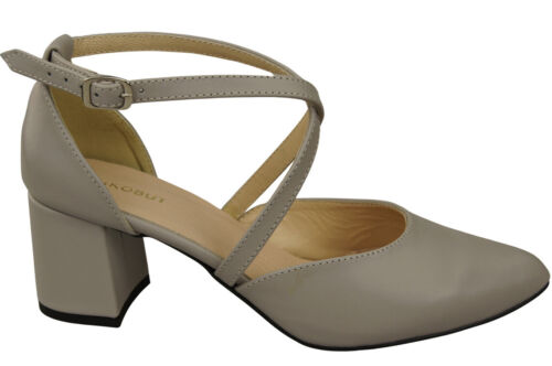 Elegantes sandalias de cuero con lado abierto en tacón estable 218 - Imagen 65 de 113