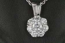 2ct Round Cut Lab-Created Moissanite Flower Baguette Pendant White Gold Plated