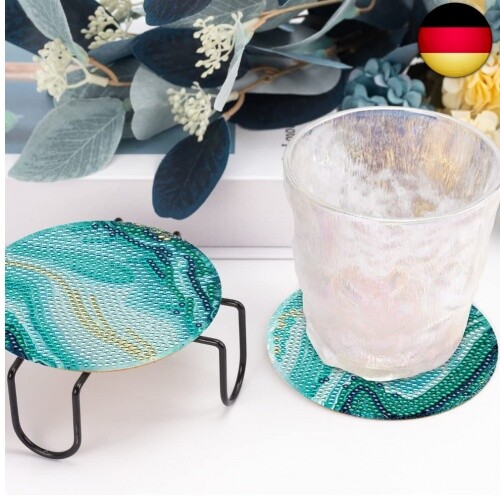 8-teiliges Diamant-Malerei Untersetzer Set Mit Halter – DIY Halloween Kürbis Motive, Bastelset Für Erwachsene Und Anfänger