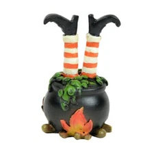 Miniature Fairy Garden Halloween Witch Legs in Cauldron - Buy 3 Save $5