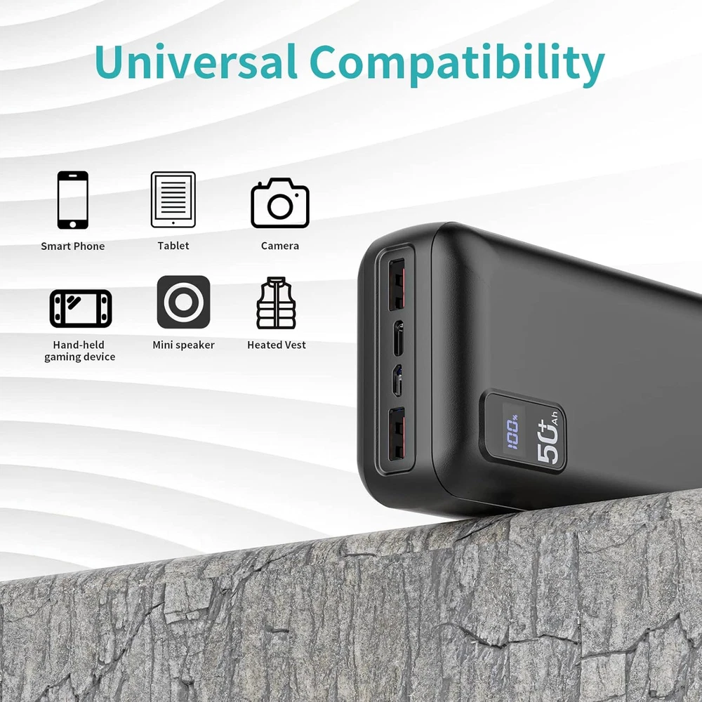 50,000mAh 22.5W Fast Charging Power Bank with USB-C Quick Charge