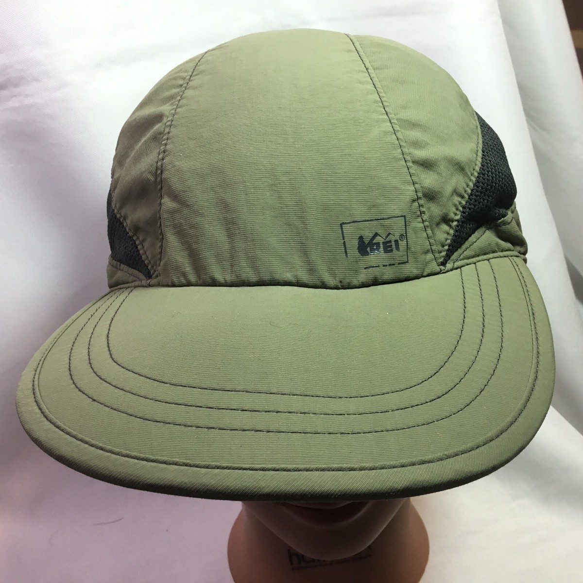 REI Hat Packable Cap Green/Gray Vented Adjustable Strap Hiking Camping  OSFA