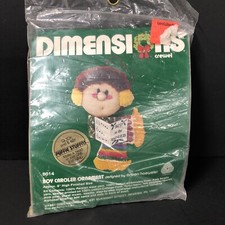 Vtg NIP Caroler Christmas Ornaments Kits Boy Dimensions Crewel Scarf
