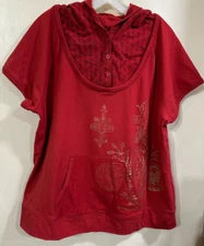 Venezia VSport 22/24 Casual Top SS Hoodie 2-fer So Cute! See Pics EUC