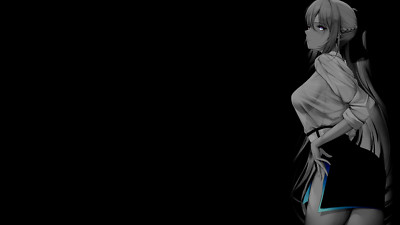 Anime girls selective coloring black background dark playmat gaming mat