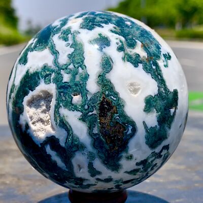 1.12LB Natural Water Grass Agate Ball Quartz Crystal Ball Healing