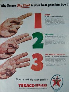 Texaco Print Ad Original Vtg 1956 Sky Chief Gasoline Domino Sugar 