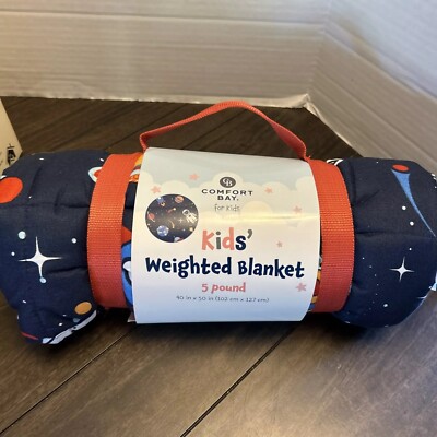 Weighted Blanket Kids Space Planets Pattern Comfort Bay lbs Navy Blue  Child