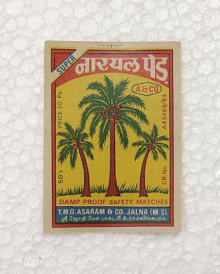 Vintage Original Super Nariyal Ped Damp Proof Safety Matches Labels Collections