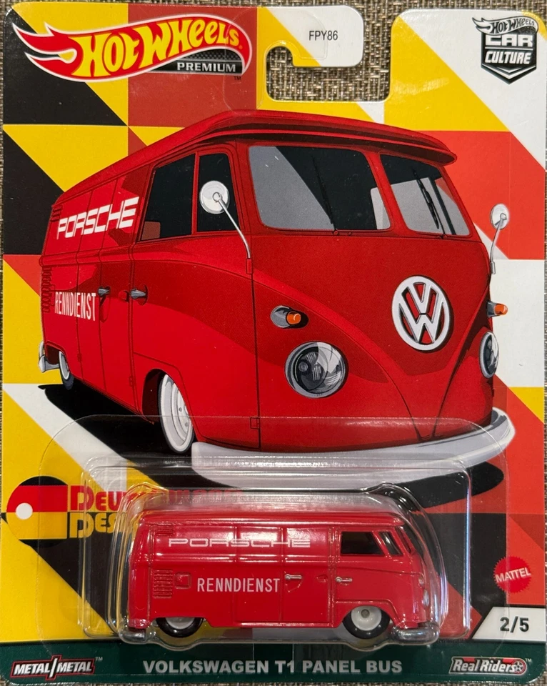 Hot Wheels Deutschland Designs Volkswagen T1 Panel bus,Free Shipping & Protector - Image 2 of 4