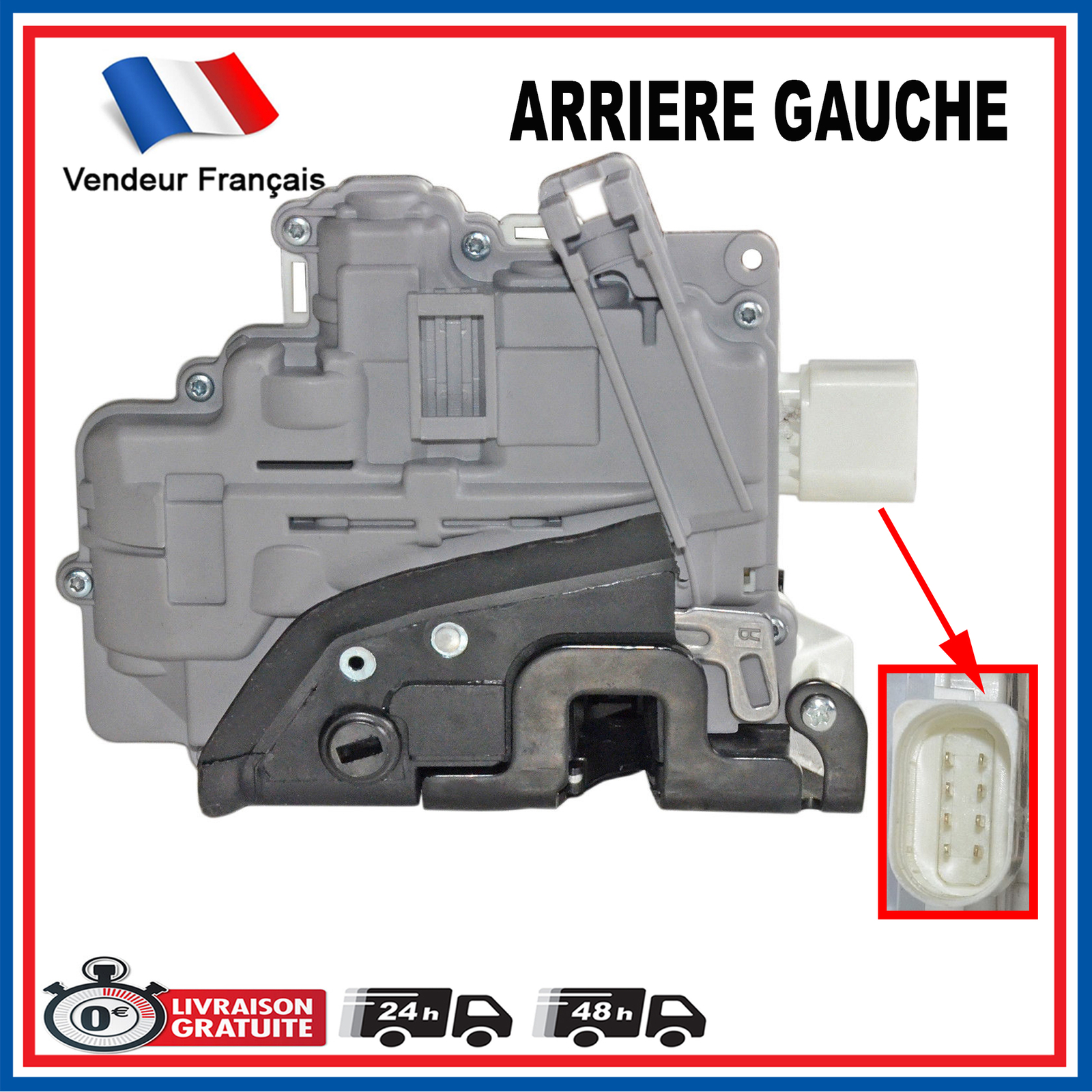 Serrure arrière gauche 1P0839015A avec mécanisme de verrouillage fluide