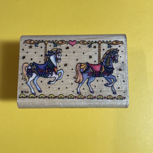 Rubber Stamp Q Carousel Horses Fantasy Amusement Park Ride Music
