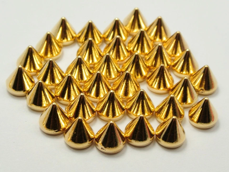1000 Tachuelas Cónicas Acrílicas Tono Dorado Rock Punk Spike Remache 6X6mm Sin Agujero Foto 2 de 4