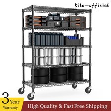 Heavy Duty 2200lbs 5 Tier Industrial Metal Shelves Roll Garage Shelving Rack 74"