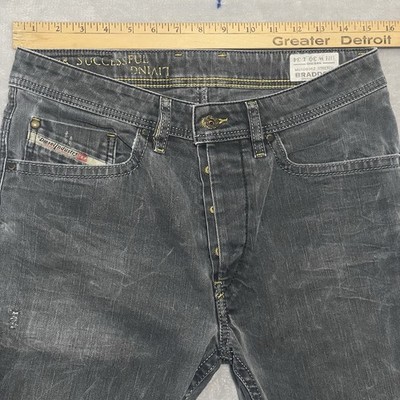 Diesel Braddom Jeans Men 30x34 Black Slim Carrot Charcoal