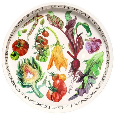 Emma Bridgewater Serving Tray Vegetable Garden Theme 31cm Diameter Metal
