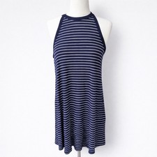 Old Navy Blue White Striped Sleeveless Halter Swing Dress Small Nautical