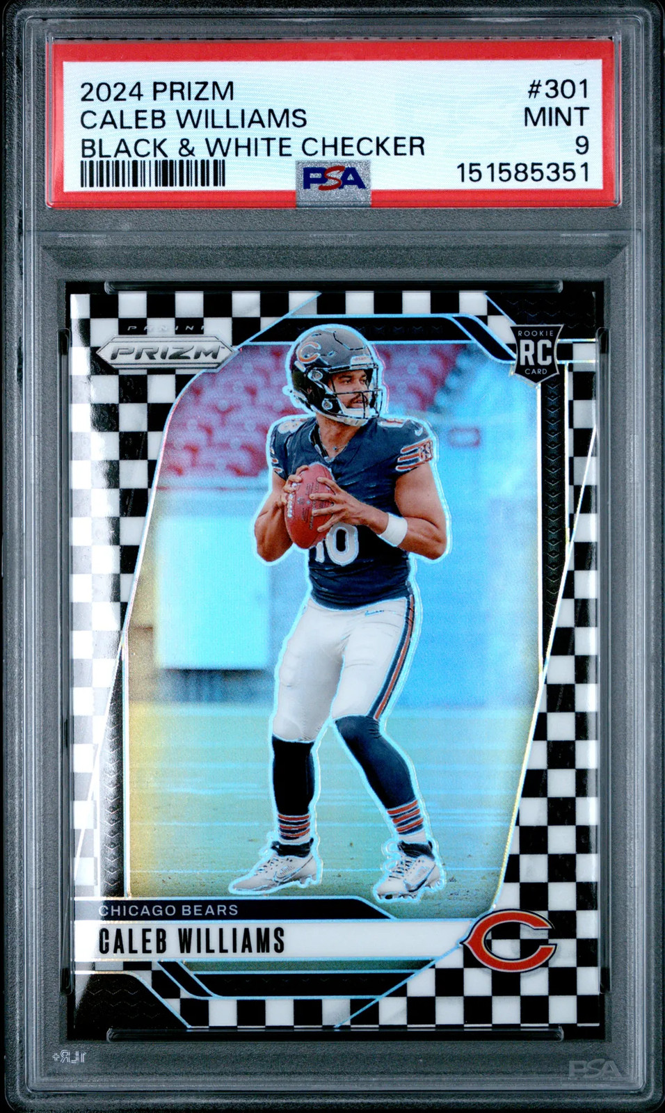PSA 9 2024 Panini Prizm Caleb Williams Black & White Checker Rookie RC #301