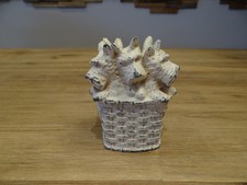 Alte Spardose aus Gusseisen 5 Hunde im Korb