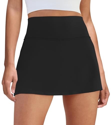 Women's Black Tennis Skort with Pockets - Golf & Athletic Mini Skirt