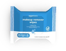 Amazon Basics Makeup Remover Wipes, Fragrance-Free, 25 Count Pack of 1 
