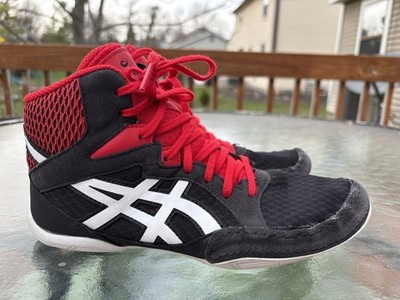 ASICS SOA 安全靴 ブラック/レッド Asics Snapdown 3 Kids Wrestling Shoes - Size 6 Black Red 1084A009