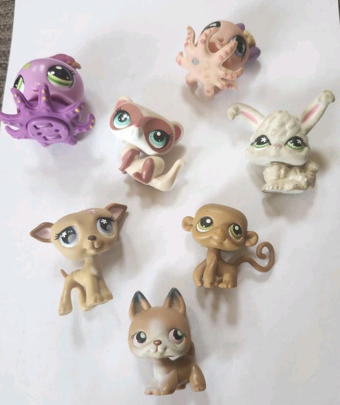 Littlest Pet Shop LPS LOT OF 7 Octapus Dog Bunny Monkey Ferret 