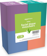 Amazon Basics Facial Tissues with Lotion, 2-Ply, 300 Count 4 Boxes, 75 Tissues