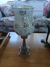 home decor beautiful mirror silver vase 8” by 5” 