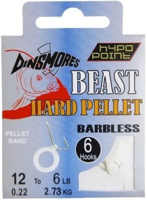Dinsmores Beast Hard Pellet Barbless Rig Hook Angelnzubehör - Silber, 12