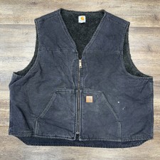Carhartt Sherpa Lined Vest Mens 3XL Black V28 BLK Zip Duck Canvas.