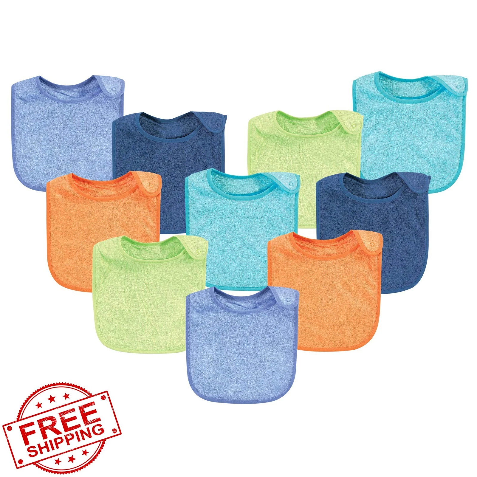 Hudson Baby Bamboo Terry Bibs Blue Orange Lime