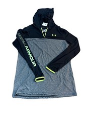 Under Armour Heatgear Kids YXL Quarter Zip Hoodie Loose Fit Black Gray 574