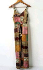 Patchwork Boho Sleeveless Maxi Dress Pull Bear Womens S Empire Waist Chiffon