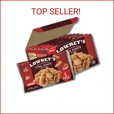 Lowrey's Bacon Curls Microwave Pork Rinds (Chicharrones), Hot and Spicy, 1.75 Oz
