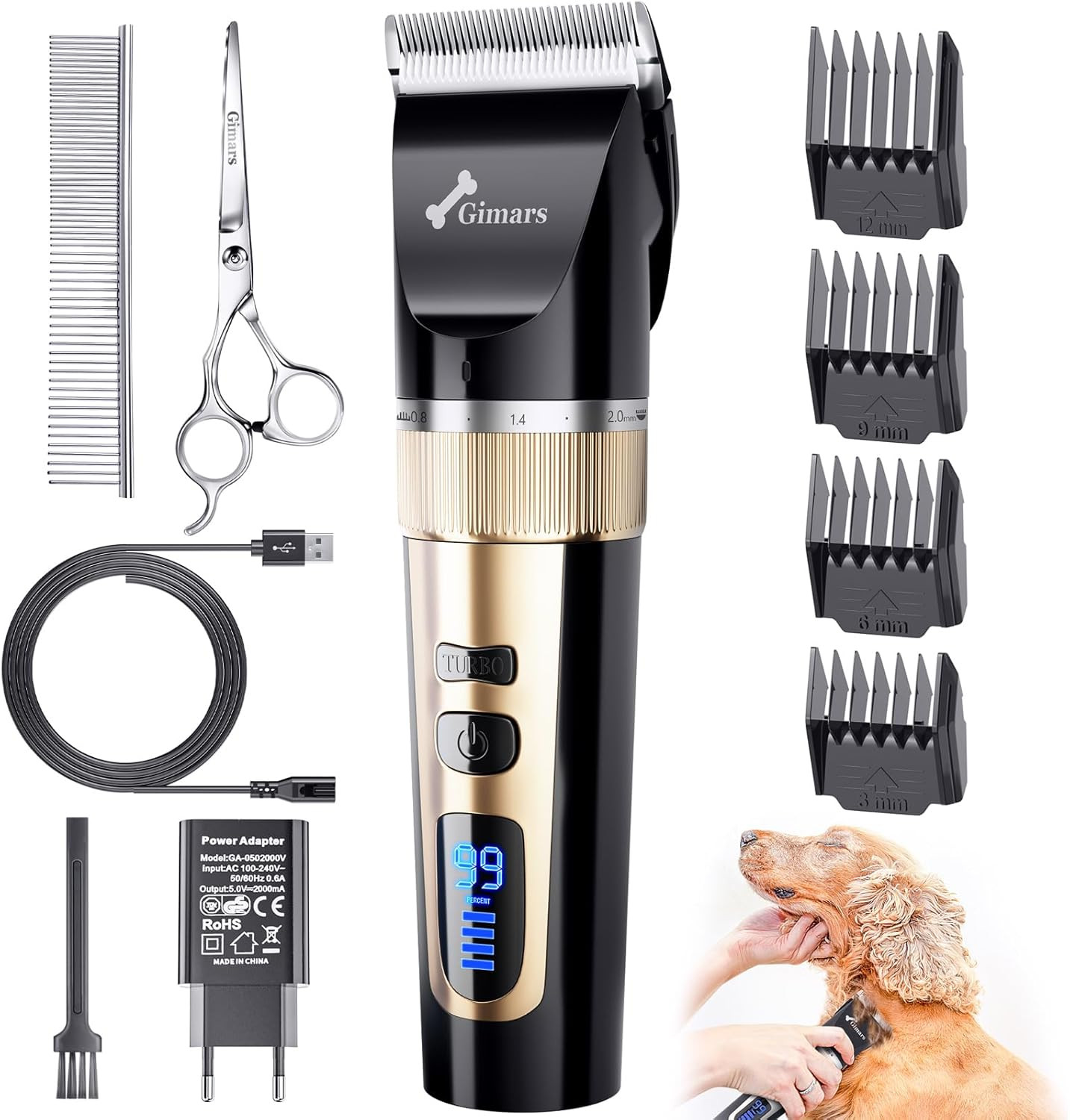 Rasoio per Cani Professionale IPX7 - Kit Toelettatura Silenzioso
