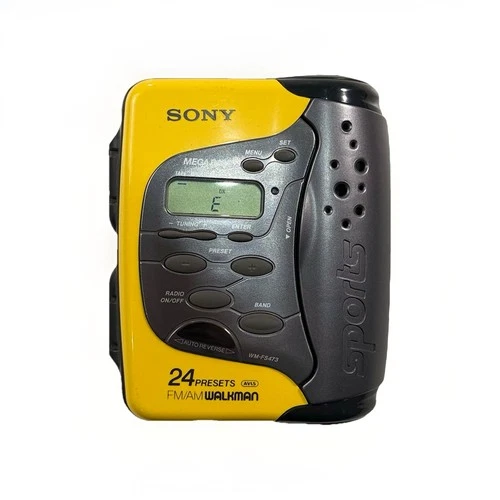 Vintage Sony Sports Walkman WM-FS473 Yellow AM/FM Radio Cassette Tape Player