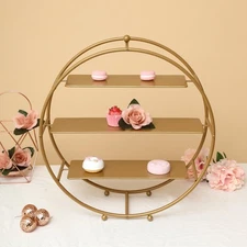 GOLD 21" tall Round Metal Wheel Stand Cupcake Display Wedding Party Dessert