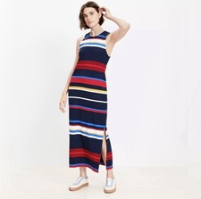 NWT LOFT Petites Striped Racerback Midi Dress XXSP XXS Petite Navy Sleeveless