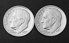 1969 P & D 10c  Roosevelt Dimes Choice/Gem BU  FREE Shipping  (R001)