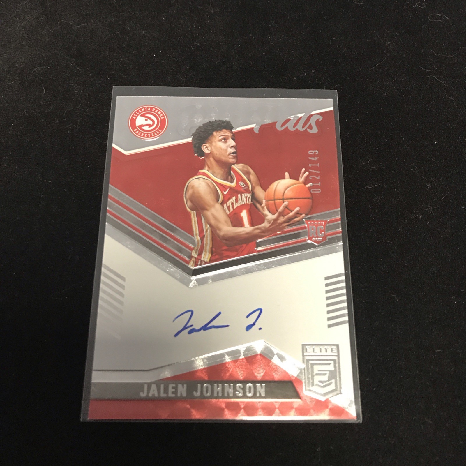 2021-22 Donruss Elite Jalen Johnson Pen Pals Rookie Auto #012/149 Hawks