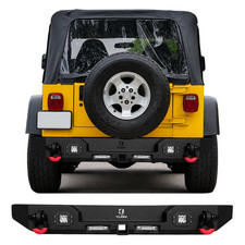 Black Steel Rear Bumper Wled Lights Drings For 19872006 Jeep Wrangler Yj Tj Black Steel Rear Bumper Wled Lights Drings For 19872006 Jeep Wrangler Yj Tj