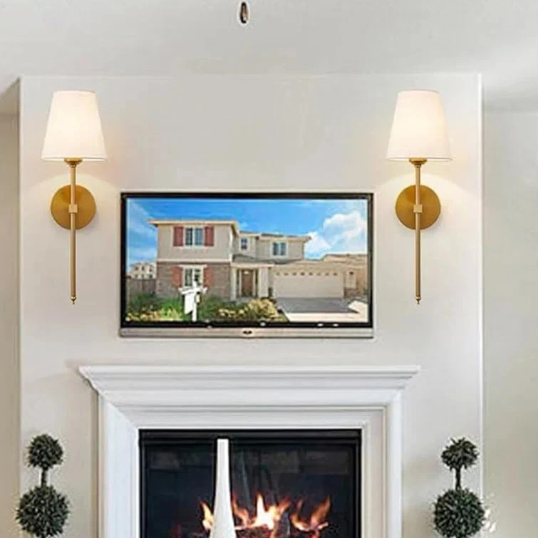 Juego de 2 Apliques de Pared Clásicos Latón Cepillado Dorado Apliques Iluminación de Pared Foto 3 de 4