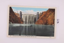 Linen Postcard Boulder Dam Upstream Lake Mead Nevada Curt Teich