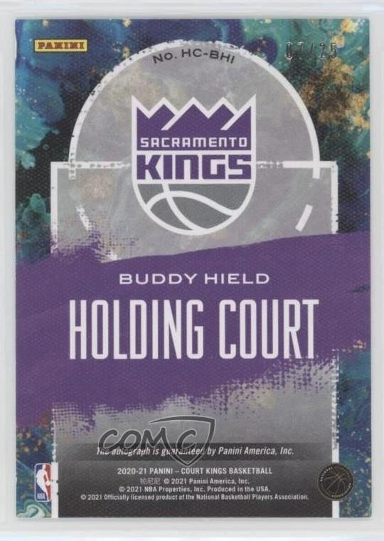 2020 Panini Court Kings Holding Signatures Sapphire /25 Buddy Hield #HC-BHI Auto - Image 2 of 2
