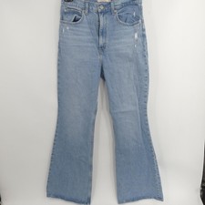 Levi's Premium Jeans Light Wash 70s High Flare Distressed Stretch Women's 30x32