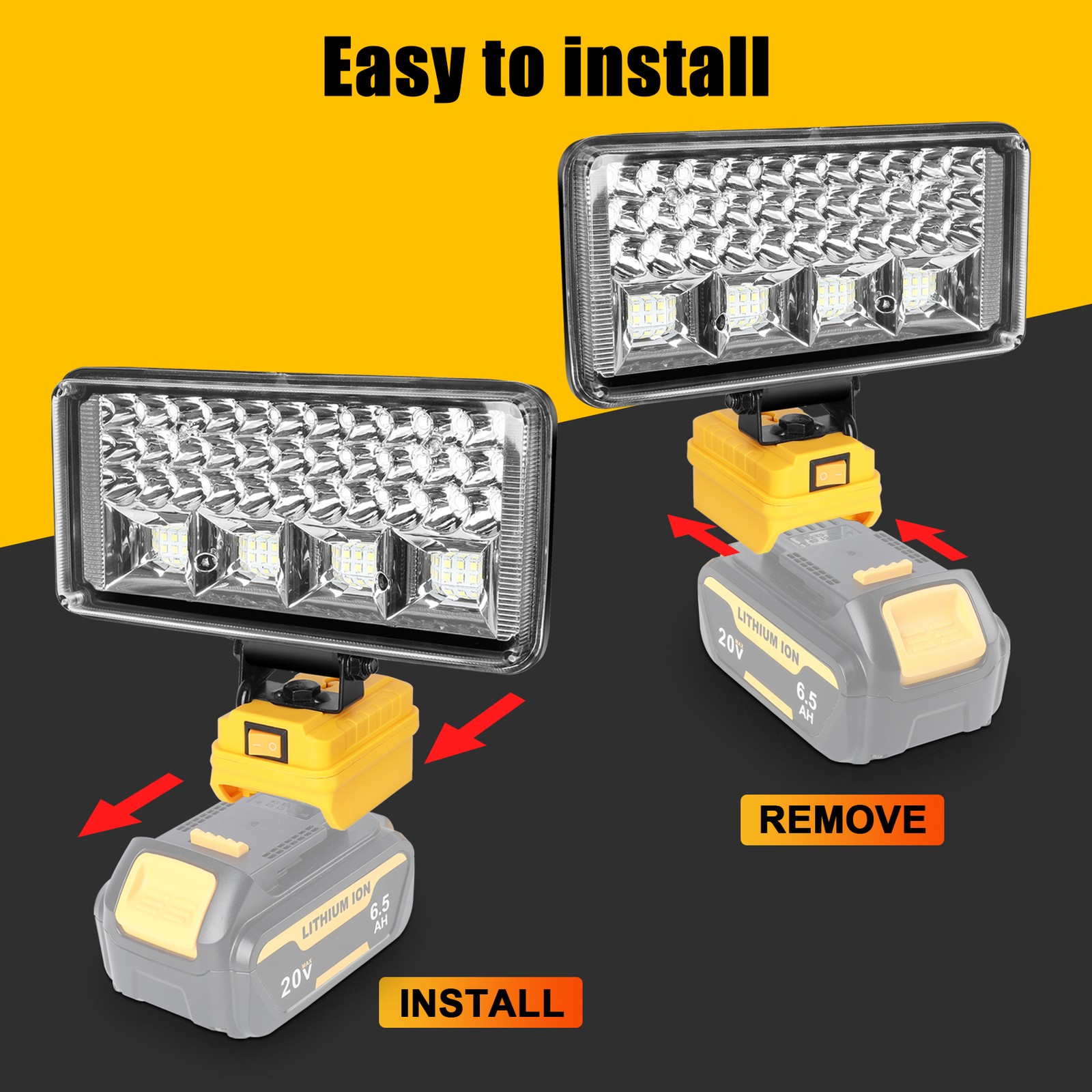 NEW 90W LED Work Light for DeWalt 20V battery - 9000LM Flood Light with USB Port