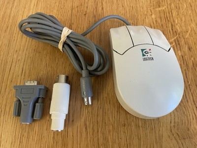 Vintage Logitech MouseMan PS/2 Serial Mouse Port CR32 W/ Serial & DIN Adapters